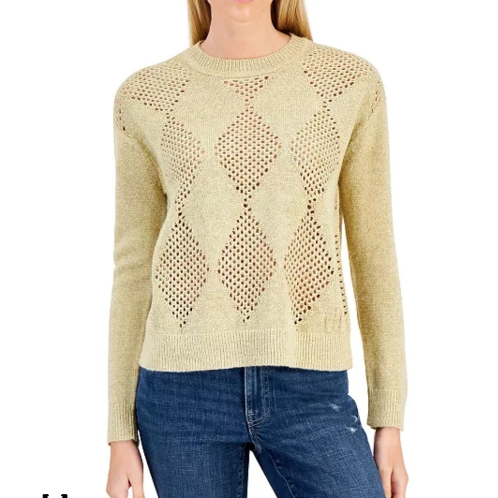 Tommy Hilfiger Women's Open-Stitch Argyle Metallic Sweater